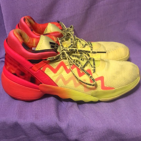 Used Adidas D.O.N. Issue #2 “Fire Of Greatness” Sneakers Size 13 - Picture 2 of 8